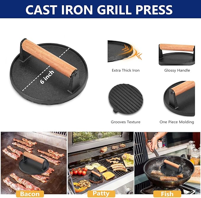 18Pcs Griddle Accessories Kit for Blackstone, Joyfair Flattop Grilling Accessory Set with Smash Burger Press, Stainless Steel Spatula Tools with Basting Cover for Outdoor BBQ Cooking (PP Handles)