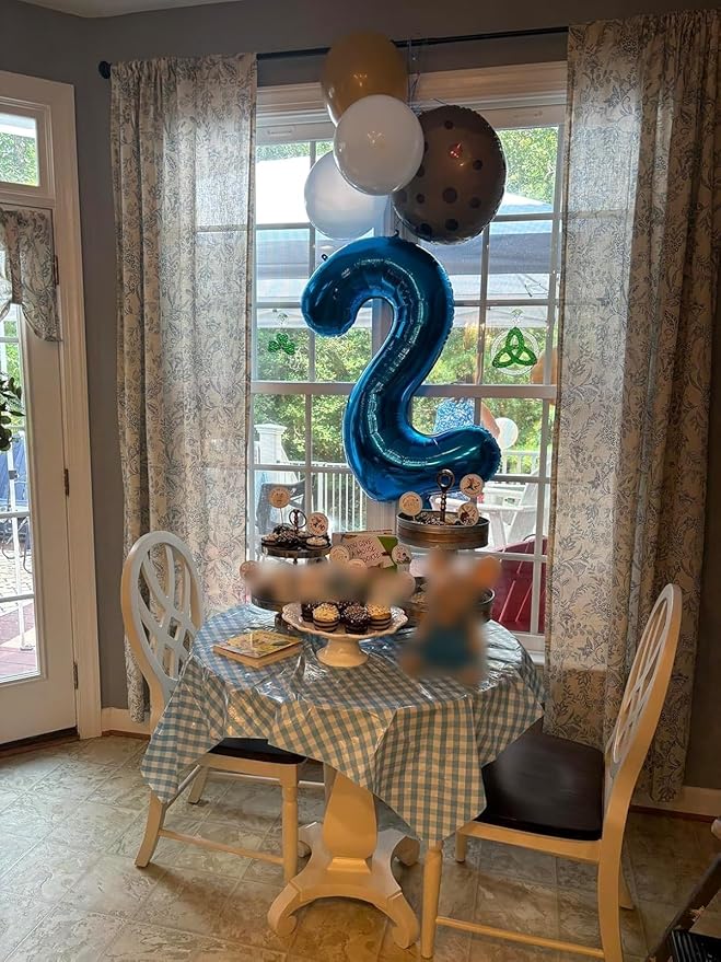 Dark Blue Birthday Two Balloons Number, Balloon 2 Numbers for Girl Boy Baby Shower, Numbers 40 Inch for 2 12 22 2025 Graduation Party Wedding Anniversaries Celebration