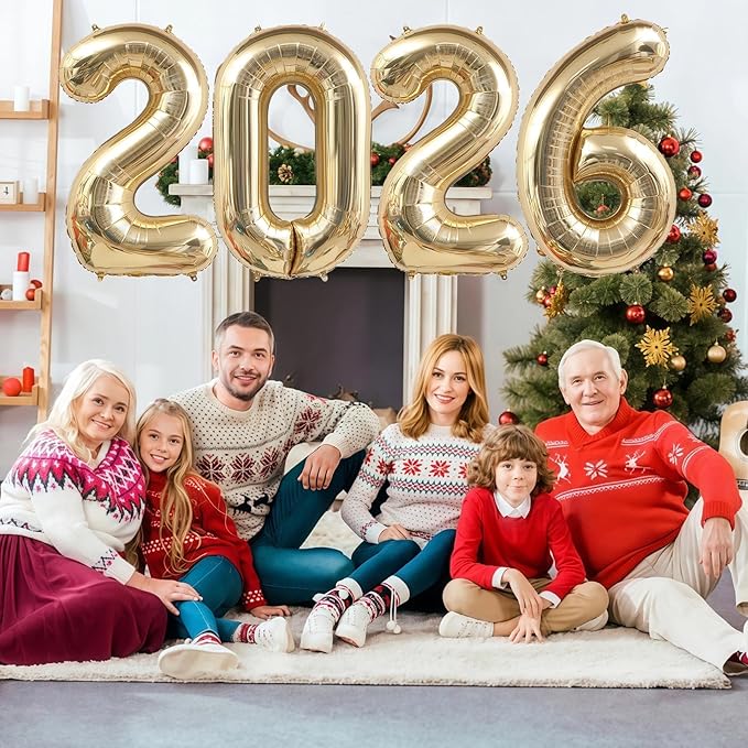 Champagne Gold 2026 Balloons, 40 Inch 2026 Number Balloon Foil New Year Balloon Numbers for New Years Eve Party Graduation Party Decoration