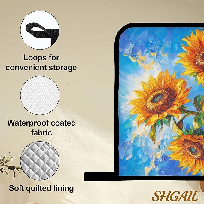 Sunflower Pattern Oven Gloves and Hot Pads Set - Heatproof Hand Protection for Baking, Grilling, Cooking 4Pcs