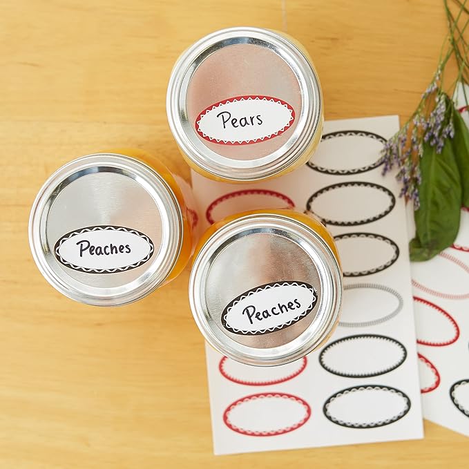 RSVP Oval Canning & Jelly Jar Labels, Small, 48 Count