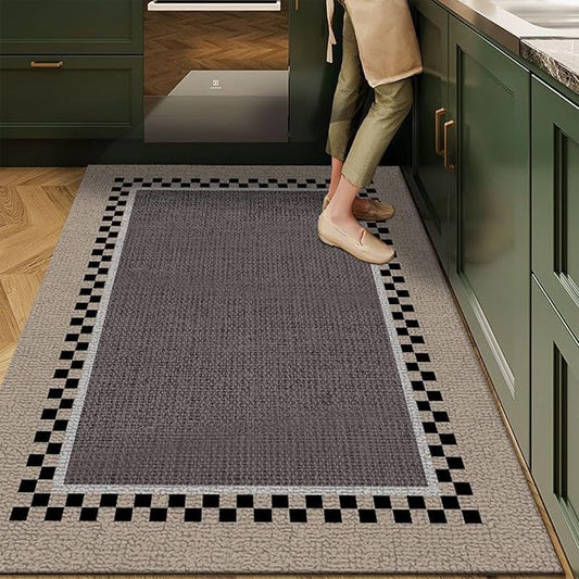 Farmhouse Kitchen Rugs, Non Slip Washable Kitchen Floor Mats, Carpet Runner Rugs for Hallway Laundry Decor(Coffee,80 * 120cm)