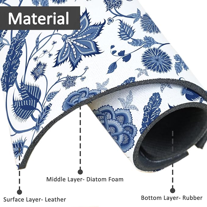 24" X 5.5" Kitchen Sink Splash Guard Faucet Mat Flora Super Absorbent Fast Drying Faucet Guard & Draining Mat Sink Splash Guard Behind Faucet for Kitchen, Bathroom