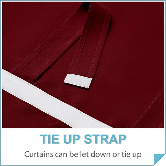 RYB HOME Blackout Door Curtain - Privacy Thermal Insulated Living Room/Dining/Front/Tricia/Patio French Door Glass Window Curtains, W30 x L72 inch, 1 Panel, Burgundy Red