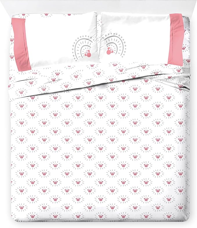 Jay Franco Disney Minnie Mouse King Comforter Set - 7 Piece Bedding Includes Sheet Set & Pillow Covers - Super Soft Cozy Pink Mandala Bedding