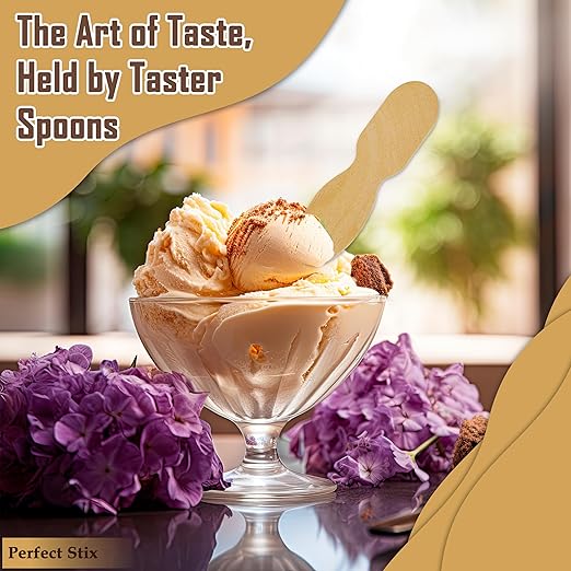 Perfect Stix Wooden Wrapped Taster Ice Cream Paddle Spoon, Paper Wrapped, 3" Length (Pack of 300) Wrapped