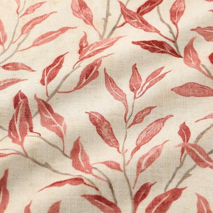 VOGOL Tier Curtains for Kids Room Cafe Kitchen Bathroom Decorative Short Window Treatment Red Leaves Pattern, 30" x 30", 2 Panels, Rod Pocket