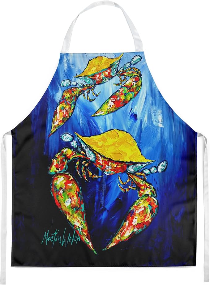 Caroline's Treasures Crab Fair Apron Cooking Kitchen Server Baking Crafts Gardening for Adult Women Men, Unisex, Large, Multicolor