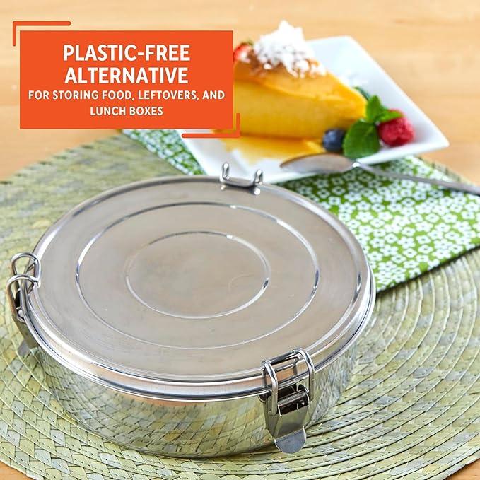 IMUSA 1.5Qt Stainless Steel Flan Mold with Lid, Round Baking Pan for Flan, Cheesecake, Pudding, and Desserts, Silver