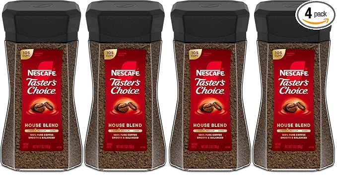 NESCAFÉ Taster's Choice Instant Coffee,Light Medium Roast,House Blend,(7 Oz Each),(Pack of 4)
