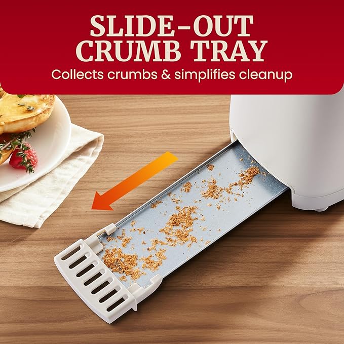 Elite Gourmet ECT2517C SLIMTOAST™ 2-Slice Long Slot Toaster, Cool-Touch Body, 6 Browning Shades, Extra-Wide 1.5" Slot for Artisan Bread, Bagels, Waffles & English Muffins, Cremello