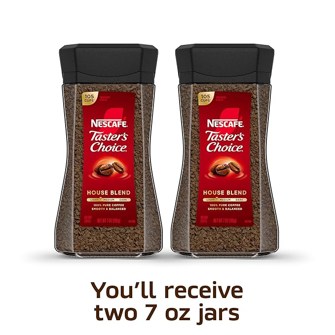 NESCAFÉ Taster's Choice Instant Coffee,Light Medium Roast,House Blend,(7 Oz Each),(Pack of 4)