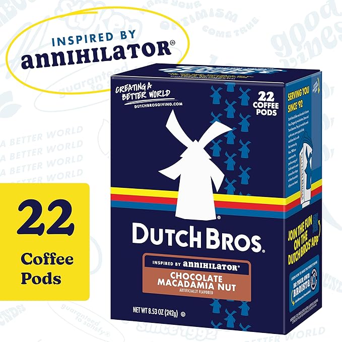 Dutch Bros Chocolate Macadamia Nut Flavored Coffee inspired by Annihilator®, 22 Count, Medium Roast, Single Serve Coffee Pods for Keurig K-Cup Brewers