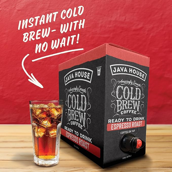 Java House dark roast Liquid Cold Brew Coffee On Tap, Espresso, 128 Fl Oz