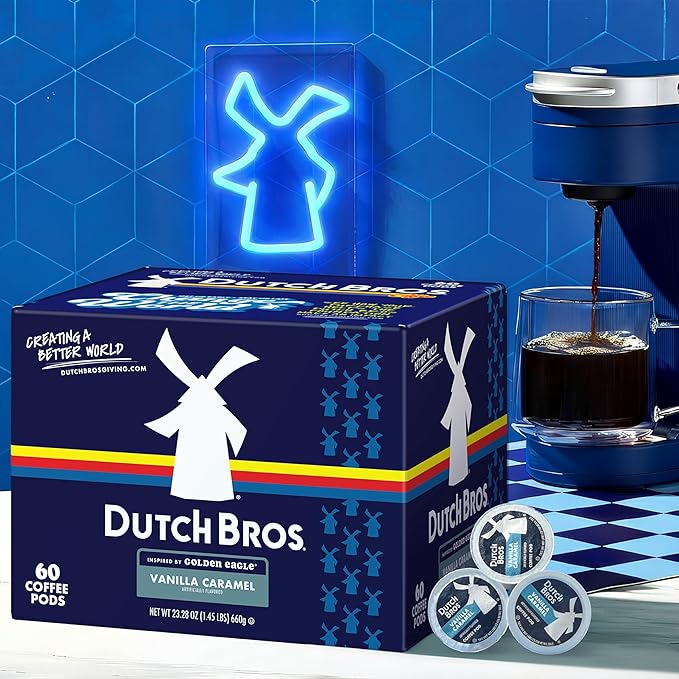 Dutch Bros Vanilla Caramel Flavored Coffee Inspired by Golden Eagle®, 60 Count, Medium Roast, Single Serve Coffee Pods for Keurig K-Cup Brewers