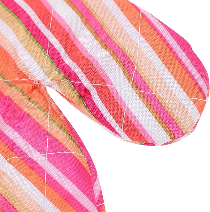 Heat Resistant Oven Mitt 26Cm Thickened Baking Glove with Colorful Stripe Pattern, Anti-Scald Grill Glove for Kitchen Cooking and Barbecue, Single Piece