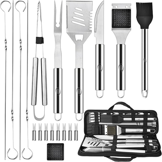 Kaluns Grilling Accessories, Mens Valentines Day Gifts for Him, Heavy Duty Stainless Steel Grill Set BBQ Grill Accessories for Outdoor Grill with Storage Case and Apron, Best Gifts for Men Dad