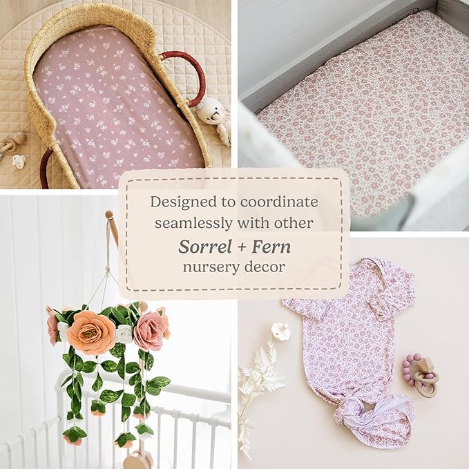 Sorrel + Fern Nursery Storage Basket (Antique Rose), Soft Collapsible Fabric Toy Bin, Magic Forest-Inspired Organizer for Playroom or Nursery, Gender-Neutral Decor, 13 × 13 Inches