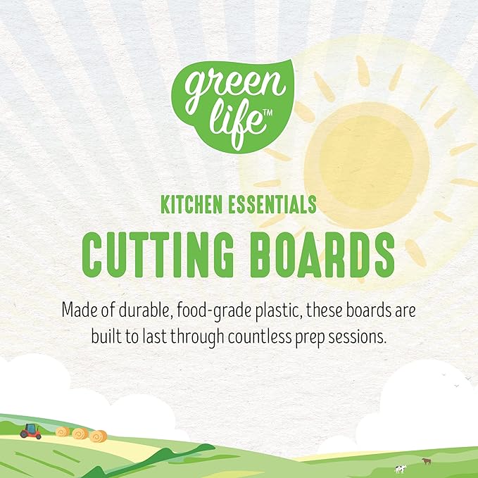 GreenLife Cutting Board Set 8x12" & 10x14", Extra Durable, Meal Prep, Non-Slip, Grip Handles, Crack Resistant, Dishwasher Safe, Reversible, Versatile Kitchen Essentials, Gray