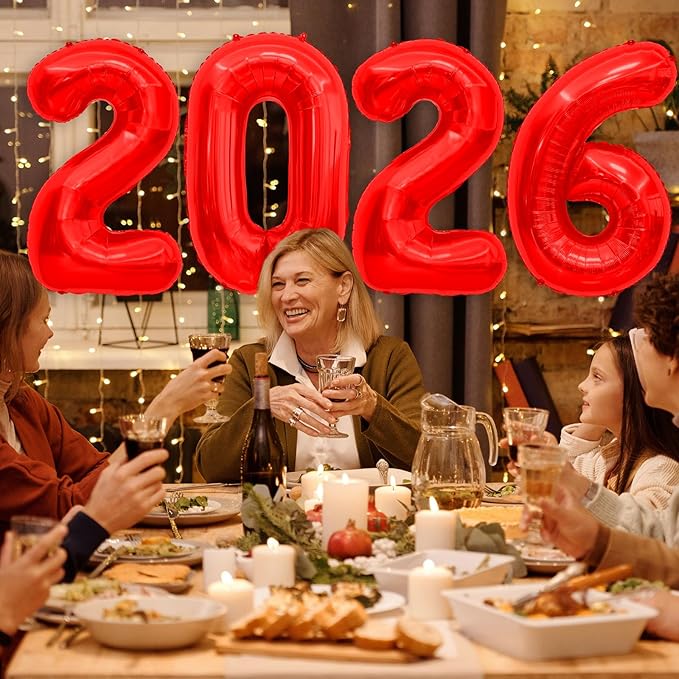 2026 Balloons, 40 inch 2026 Red Number Balloons, 2026 Happy New Years Decorations, Large Foil Balloons Number for New Years Eve Party Supplies 2026, Class of 2026 Graduation Decorations