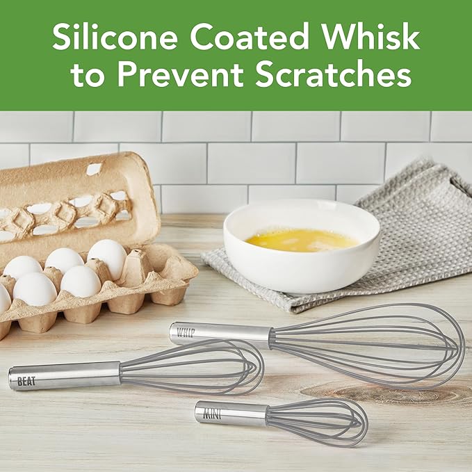 Tovolo Mini Whisk Stainless Steel 6 Inch Tiny Whipper Silicone Whisker for Cooking Blending Mixing Stirring Egg Beating, Easy to Clean Dishwasher Safe Small Kitchen Mini Metal Whisk, Charcoal Gray