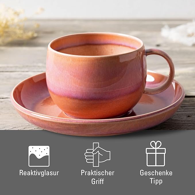 like. by Villeroy & Boch Perlemor Coral Collection Coffee Cup - Premium Porcelain - Scandinavian Design - Dishwasher & Microwave Safe - 6.5 oz