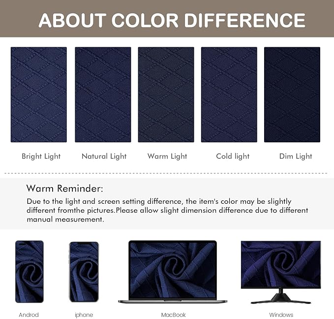 Genina Waterproof Seat Covers for Chairs,Set of 2 Dining Room Chair Seat Covers for Kitchen,Stretch Jacquard Removable Washable Dining Chair Slipcovers Protectors with Rear Covers, Navy Blue