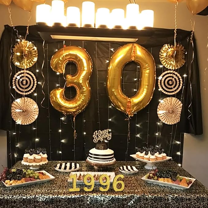 TONIFUL 4 Inch 1996 Gold Glitter Table Centerpiece Sign 1996 Number Block for 30th Birthday Decoration,Thirty Years Old Birthday Table Decoration,Class of 1996 Reunion Decorations or Anniversary