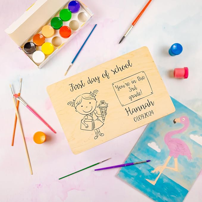Creative Deco Personalized Wooden Storage Box School Box | 11.8 x 7.87 x 5.51 in (+-0.5) | Mulitple Choice | Hinged Lid Handle Engraving | Unpainted Gift Box | Rough UNSANDED Keepsake Souvenir Chest