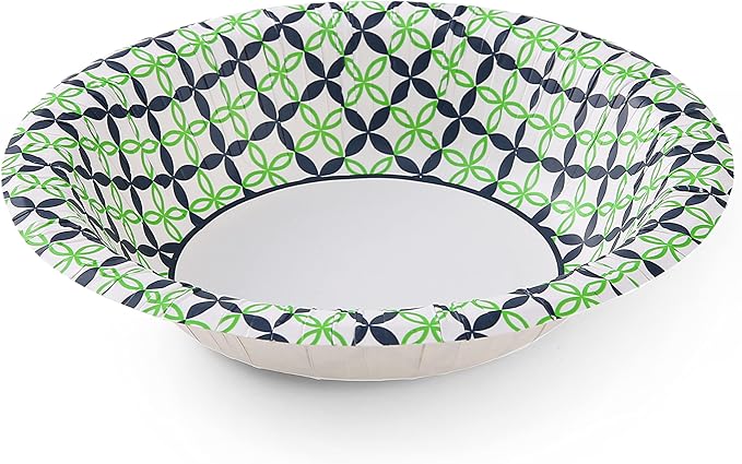 Glad Round Disposable Paper Bowls, Happy Daisies Design - Heavy Duty, Soak-Proof, Cut-Resistant, Microwavable Paper Bowls for All Foods and Daily Use, 16 oz, 40 Count