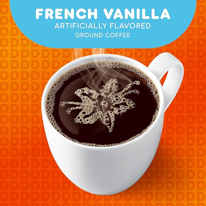 Dunkin' French Vanilla Flavored Ground Coffee, 18 Ounce (Packaging May Vary)
