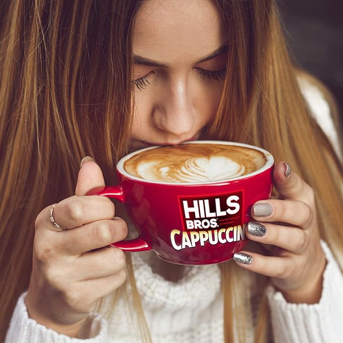 Hills Bros Instant Double Mocha Cappuccino Mix, Easy to Use, Enjoy Coffeehouse Flavor from Home, Frothy, Rich Chocolate, Brown, 16 Oz