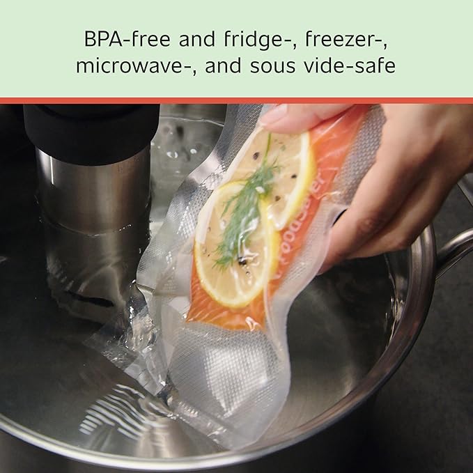 FoodSaver Custom Fit Airtight Food Storage and Sous Vide Vacuum Sealer Bags,8 x 20',Perfect for Meal Prep and Sous Vide Cooking,(Pack of 12)