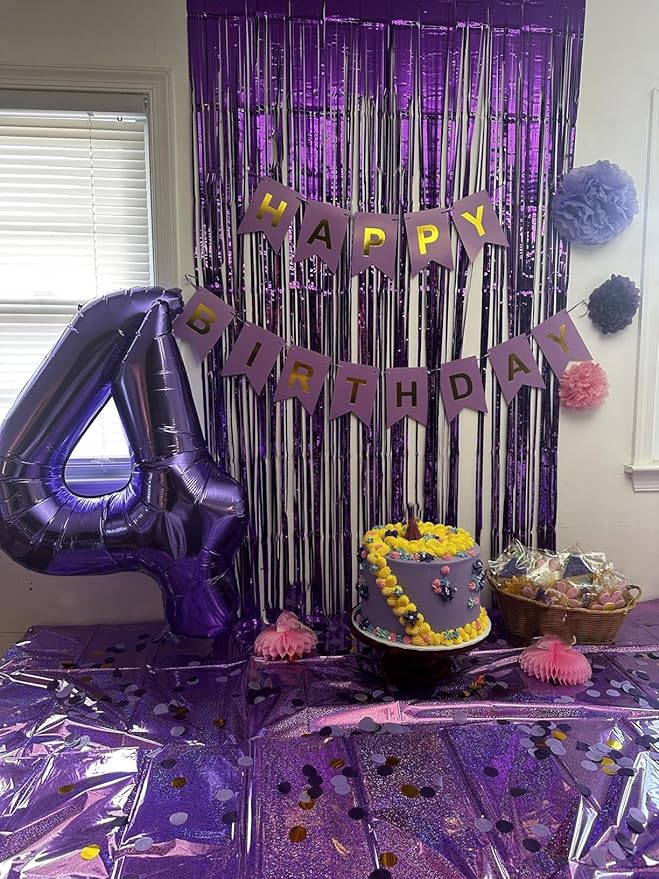 Purple 4 Balloon Number Four for 4th Birthday Decorations, 40 Inch Big Number Balloons for 4 14 40 Anniversaries Celebration Graduation Wedding