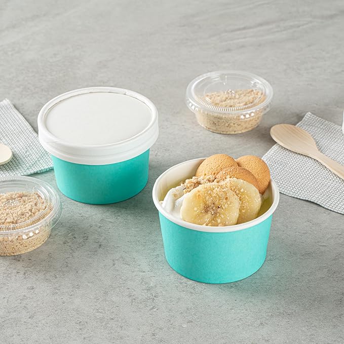 Restaurantware Blue 200 Count To Go Cup Disposable 3 x 3 x 1.8 Inches Paper Mini Cup Grease-Resistant Cup Recyclable Durable Design