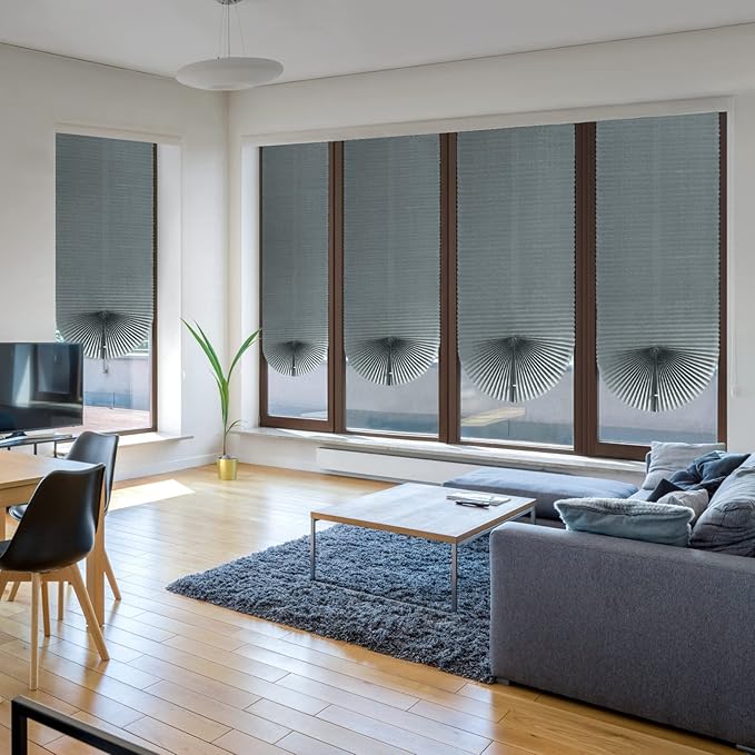 MALOKI Pleated Window Blinds,Temporary Blackout Shades Cordless No Drill Paper Shades for Window Door Stick on No Screw Room Darkening Blinds for Bedroom Bathroom Kitchen