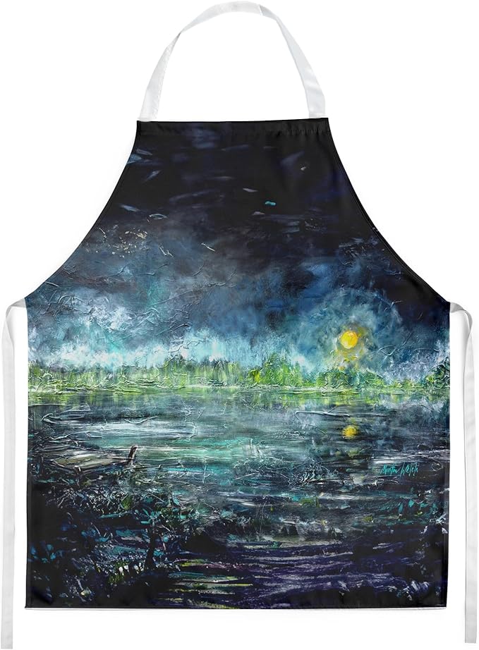 Caroline's Treasures By The Moonlight Apron Cooking Kitchen Server Baking Crafts Gardening for Adult Women Men, Unisex, Large, Multicolor
