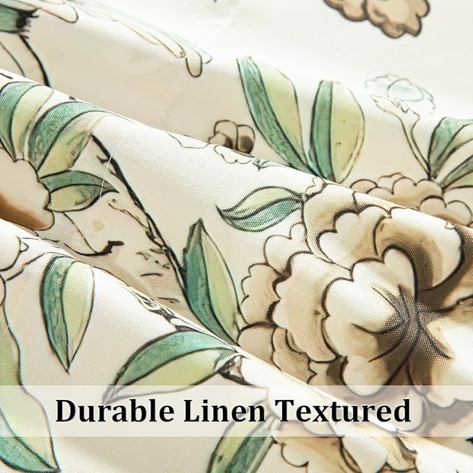 Leeva Short Floral Valance for Windows - Linen Textured Light Filtering Curtain with Rod Pocket, Farmhouse Dining Room & Bedroom Decor, 52x12 Inches, 1 Pack