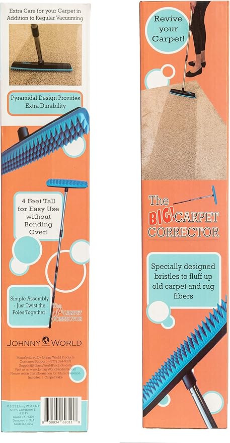 The Big Carpet Corrector- Carpet Rake to Rejuvenate Your Matted Carpet. Perfect for Hallways, Stairs, Steps, and Other High Traffic Areas.