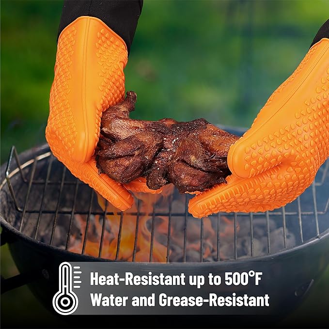 UNCO- Silicone Gloves Heat Resistant Gloves, Orange, Silicone Oven Mitts