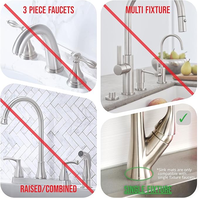 Ternal Original SINKMAT 15in Faucet Splash Guard Extra Long Microfiber Sink Drip Catcher Mat Non Slip Countertop Protector Drying Pad Kitchen Bathroom RV Machine Washable [Moss Green]