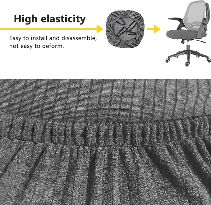 Newfashion Waterproof Dining Chair Seat Covers Set of 4, Stretch Dining Room Cushion Slipcovers Non-Slip Elastic Seat Cover for Kitchen Chairs Washable Parson Chair Protectors(Grey-4PCS)