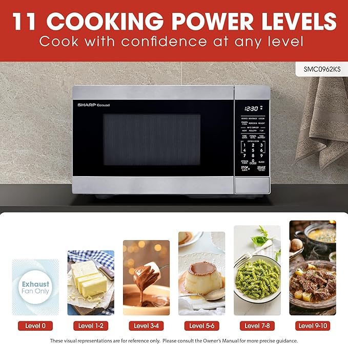 SHARP Countertop Microwave Oven with Removable 10.6" Carousel Turntable, 900 Watt, 0.9 Cubic Feet, Stainless Steel