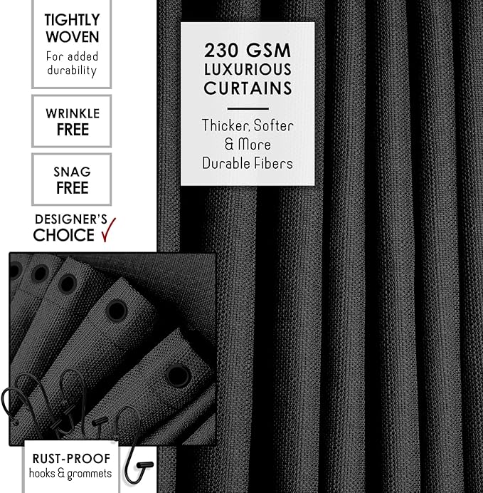Clara Clark Coal Black Bathroom Set - Bathroom Sets with Shower Curtain and Rugs, 21PC Bathroom Accessory Set, Shower Curtain Set with Soap Dispenser & Toothbrush Holder