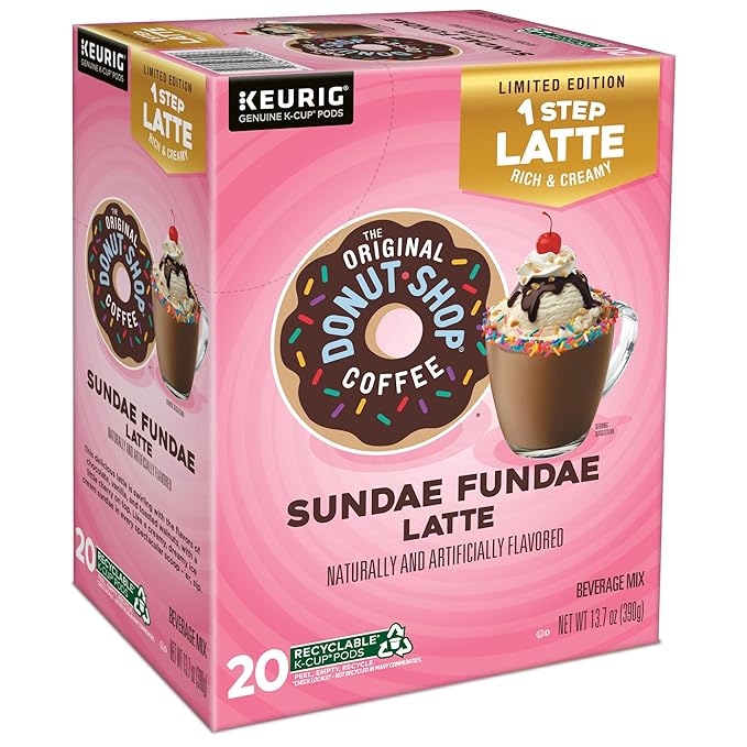 The Original Donut Shop Sundae Fundae One Step Latte, Keurig Single Serve K-Cup Pods, 20 Count (Pack of 2)