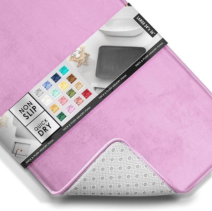 Clara Clark Bathroom Rugs, Velvet Memory Foam Bath Mat, Non-Slip Bath Rugs, Machine Wash, Dries Quickly, Ultra Soft Plush Bath Mats for Bathroom,