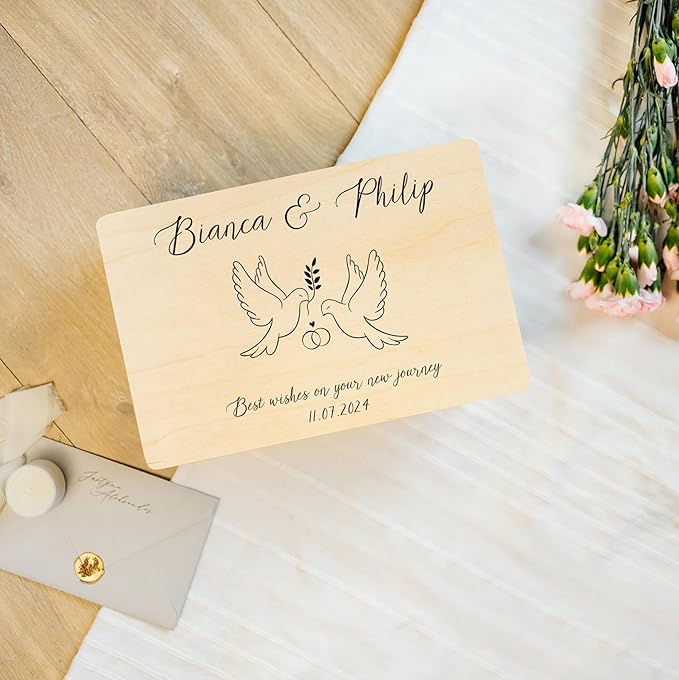 Creative Deco Personalized Wooden Storage Box Wedding Box | 11.8x7.87x5.51in (+-0.5) | Multiple Choice | Hinged Lid Handles Engraving | Gift Box | Rough UNSANDED Keepsake Souvenir Chest