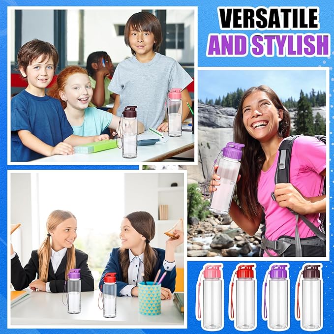 Mifoci 20 Pieces Water Bottle Bulk 17 oz Plastic Water Bottles Bulk Gym Sports Adults Reusable Large Bottles with Leak Proof Flip Top for Party Outdoor (Vibrant Color)