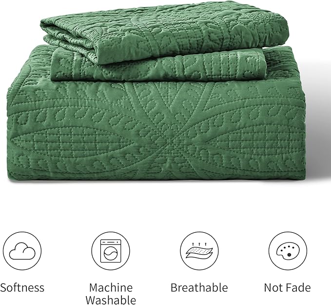 Love's cabin California King Size Quilt Set Olive Green Bedspreads - Soft Summer Lightweight Bedspread Comforter - Modern Coin Pattern Coverlet for All Season - 3 Pieces (1 Quilt, 2 Pillow Shams)