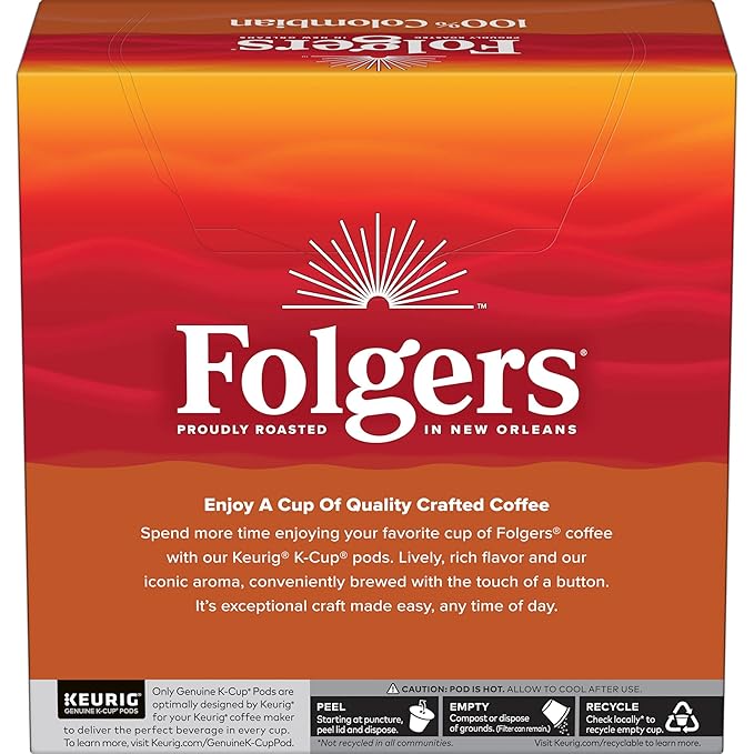 Folgers Colombian Medium Roast Coffee, 32 Keurig K-Cup Pods